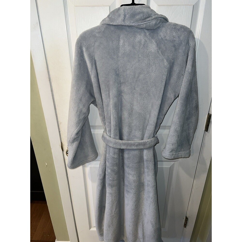 Victorias Secret Bath Robe Womens Sz M/L Blue Plush Cozy Lounge Warm Tie Front - Picture 11 of 12